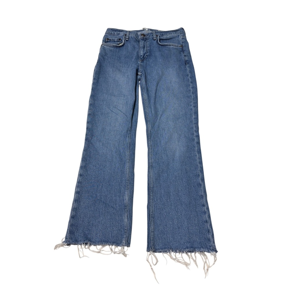 Rag & Bone Peyton Mid-Rise Bootcut Jeans Benson Wash Raw Hem Womens Size 26X27